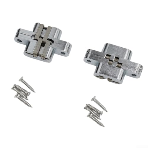 Eawfgtuw Confezione da 2 cerniere a croce invisibili a 180 gradi per porte pieghevoli, struttura in acciaio inossidabile resistente e lega di zinco con capacità di carico di 20 kg, (13 x 60 mm)