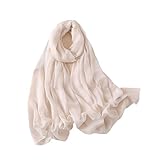 KXQYIKYI Bufanda de seda de color liso para mujer, Hijab largo y suave, chal musulmán, diadema, bufandas, pañuelo de playa para mujer (bs1317, talla única)