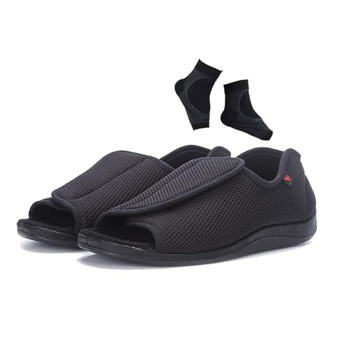 Diabetic Slippers, Mens Stylish Slip-On Wide Summer Breathable Open Toe Diabetic Sandals, Fattening and Widening Feet Walking Edema Sneakers, for Elderly Diabetic Plantar Fasciitis