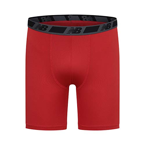 New Balance Boys' 5" Performance Sport Boxer Briefs (3 Pack), Black/Team Red/Magnet, Large #TOP3