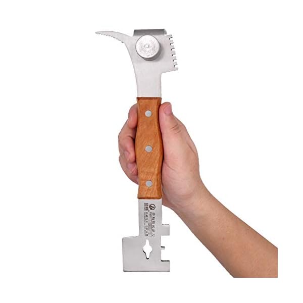 Tokenhigh Multifunktions Edelstahl Bienenzucht Werkzeug,Bienentechnik Multi-Tool StockmeiÃel,Bienenstock Abstreicher Imkerei Schaber AusrÃ¼stung Imker AusrÃ¼stungs Holzgriff – Bild 5