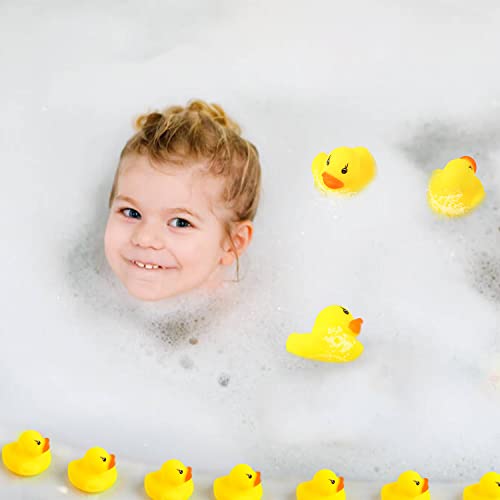 DERAYEE 50 Stück Gelbe Mini Badeenten Schwimmendes Schwimmendes Badespielzeug Set klassisches Quietscheentchen für Kinder Dusch Geburtstags Partyartikel