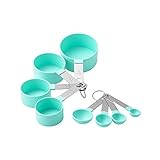 Weit verbreitet: Das Messbecher-/Messlöffel-Set eignet sich zum Abmessen von Feststoffen, Pulvern und Flüssigkeiten wie Sojasauce, Olivenöl, Zucker, Salz, Kaffee, Milchpulver, verschiedenen Bohnen usw. in der Küche beim Kochen und Backen. Perfekt für eine Hausfrau oder einen Kochliebhaber. ist ein gutes Geschenk für Ihre Freunde, Familie usw.
