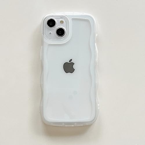 GINASH Funda Transparente a Prueba de Golpes para iPhone 11 12 13 Pro XS MAX XR Onda rizada Transparente para iPhone 7 8 Plus Funda Trasera para teléfono, Blanco, para iPhone 8