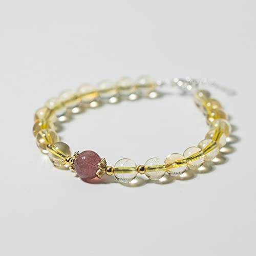 Bracelet en cristal de fraise et citrine en argent S925 pour femme