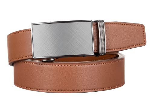 Image of Zitahli Belt Men,Leather Ratchet Belt for Men Dress Casual Every Day with Adjustable Buckle,Trim to Fit For Gift