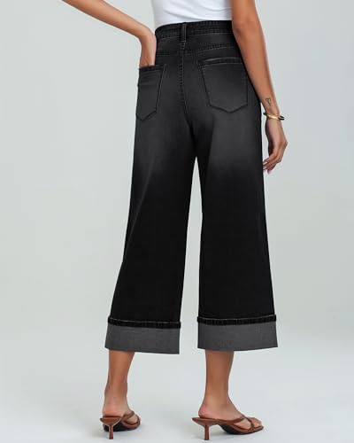 GRAPENT-Wide-Leg-Jeans-for-Women-High-Waisted-Stretchy-Denim-Capri-Pants-Fold-Hem-Cropped-Baggy-Capris-Jeans-with-Pocket 31w6VYopw6L