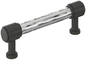 Signature Hardware 954060-334 Lazzara 3-3/4 Inch Center to Center Hammered Bar Cabinet Pull - Polished Chrome/Matte Black