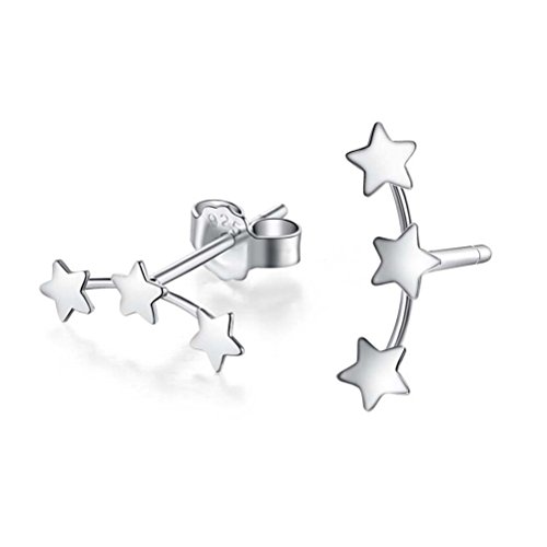 Magic Pieces Mini Size Silver Triple Linked Stars Ear Studs (mini stars)
