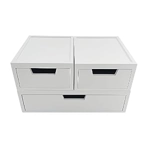 Martha Stewart Weston Stackable Wooden Storage Boxes with Pullout Drawers Engineered Wood Storage Organizers 3 Pack White