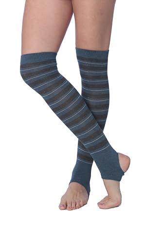 Image of Tipi Toe Women's Stirrup Yoga Socks, Lightweight Knee-High Leg Warmers, Open Heel Non-Slip Design. Ideal for Yoga & Dance