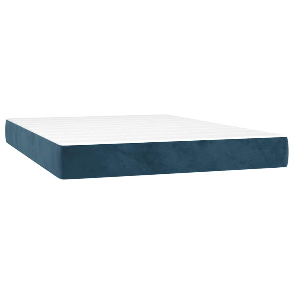 Letto a molle con materasso blu scuro, 140 x 190 cm, in velluto, letto imbottito con testiera regolabile, materasso a molle insacchettate per chi dorme sulla schiena e sulla pancia