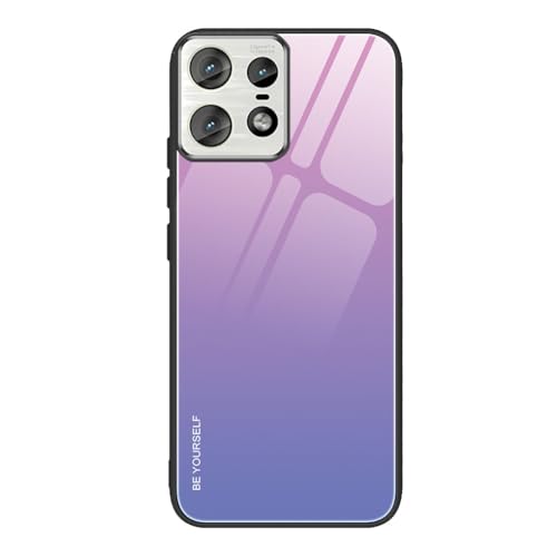 Cover per Motorola Edge 50 PRO Custodia Protettiva Ultra Sottile ed Vetro a Colori Sfumato AntiGraffio Antiurto Case elegante rosa silicone tpu blu