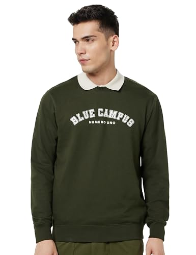 Image of Numero Uno Men's Olive Graphic Pullover Sweatshirt