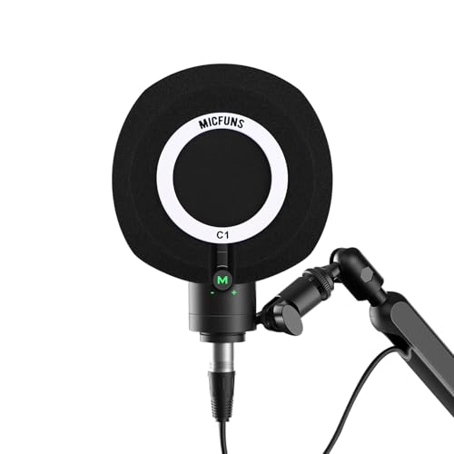 Micfuns C1 Professional Microphone Windscreen Wind Shield Pop Filter, Acoustic Filter for 1.77 inch-2.36 inch Recording Studios Microphones (Black)