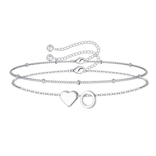 Image of M MOOHAM Easter Gifts for Kids Teens Girls - 14K-Gold-Plated Heart Initial A-Z Bracelets for Women Girl Dainty Gold Bracelets Birthday Easter Basket Stuffers Gifts for Women Teenage Girls Kids Teens