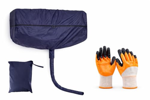 Image of Heavy Duty Split AC Indoor Unit Cleaning Cover 54 Inch (Up to 2 Ton & Above) Dark Navy Blue + Anti Cut Grip Gloves | Waterproof AC Service Bag Combo