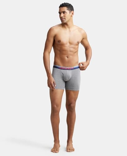 Image of Jockey ZN03 Men's Super Combed Cotton Elastane Stretch Solid Boxer Brief with Ultrasoft Waistband