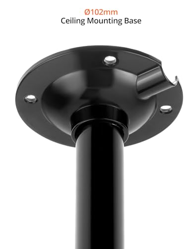 QWORK® Deckenhalterung Projektor-Halterung mit Integrierte Kabelführung Höhenverstellbar 38-60cm - Tragfähigkeit 3kg - für Projektoren und Kameras