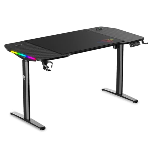 Spirit of Gamer - HEADQUARTER 900, Escritorio Eléctrico Gaming Elevable con Alfombrillas de Ratón, Mesa en Madera de 140x70 cm, Ajustable en Altura, Panel de Control, Función de Memoria, Acero