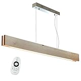Luminaria de suspensión lineal realizada con madera y acabado natural que crea un ambiente perfecto para cualquier estancia. Incluye chip led Samsung SMD2835 de alta densidad de color blanco cálido y frío con lo que puedes seleccionar la temperatura de color e intensidad con el mando a distancia incluido.