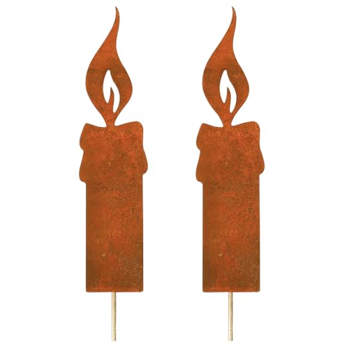 Uppsättning av 2 rostljus jul dekoration utomhus trädgårdsplugg juldekoration utomhus, trädgårdsdekoration jul, vinter dekoration trädgård för advent, jul balkong trädgårdsdekoration gravprydnad