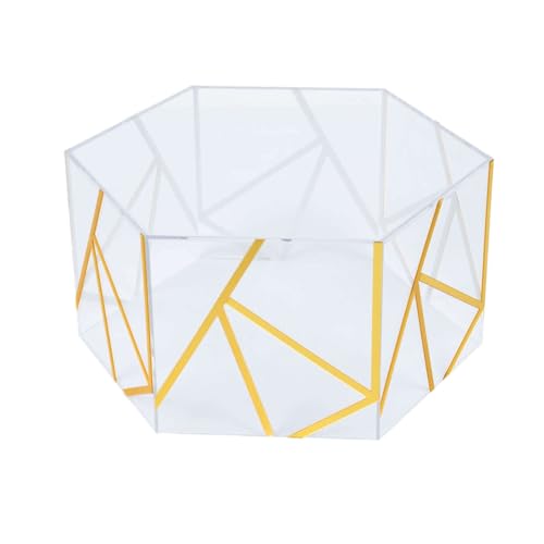Efavormart PROP_BOX_001H_10_CLGD Efavormart 10 Inchx5 Inch Clear/Gold Acrylic Transparent Geometric Pedestal Riser Box, Hexagonal Cake Stand Display thumb #5