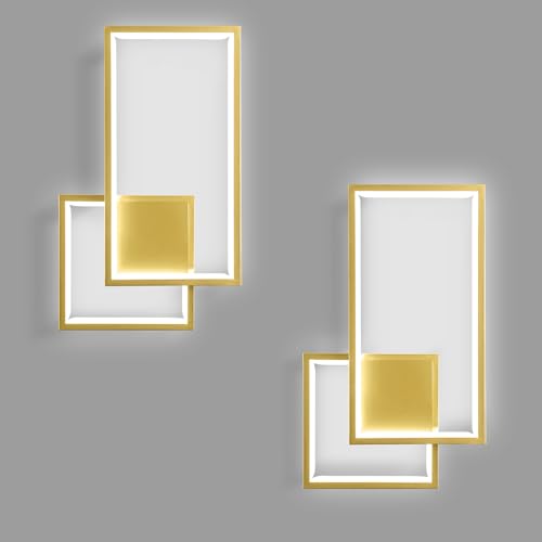 Image of Modern Gold Led Wall Sconce of Two 6000K Dimmable Wall lamp 36W Simple Aluminum Wall Fixture for Living Room Bedroom Hallway Stairs
