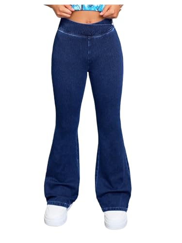 GORGLITTER Girl's Flare Jeans Crossover Stretchy Denim Pants Bootcut Bell Bottoms Cute Yoga Pants