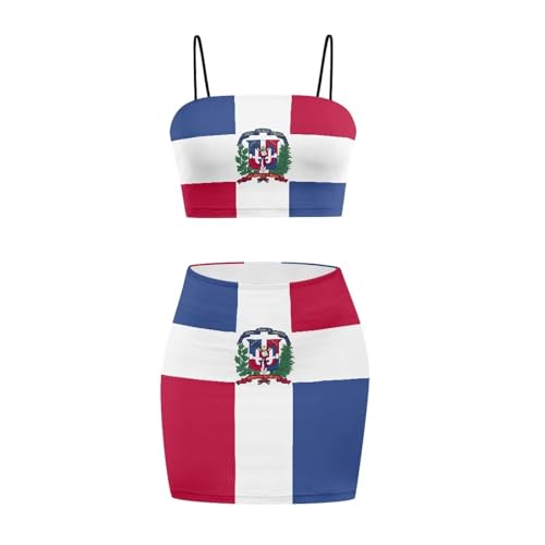 Image of Biyejit Women's 2 Piece Summer Outfits Spaghetti Strap Crop Tops and Bodycon Mini Skirt Dress Set Plus Size S-4XL