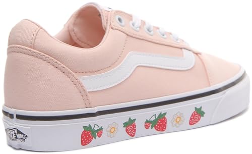 Vans Vans Women's Ward Canvas Sneaker, Strawberry Sidewall Silver Peony White, 5