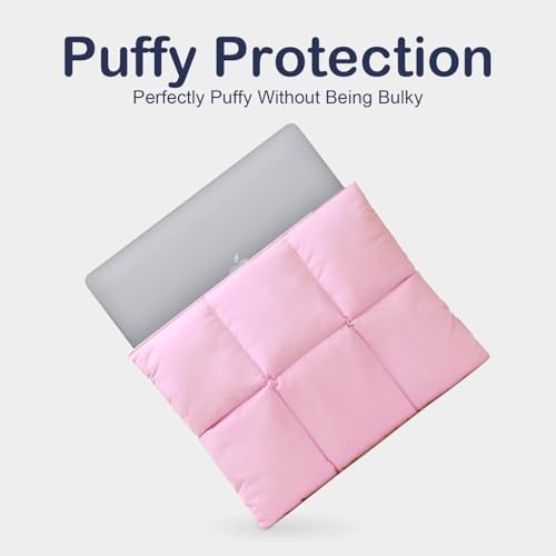 Image of ProElite Puffy Tablet Sleeve Case Upto 11.5 inch for idea tab 11 /M11 /Galaxy Tab A11+ /A9+ /S11 /S9 /S8 Oppo Pad SE 11 inch / OnePlus Pad Lite 11 inch / iPad 10.2 /Air 10.9 /Pro 11 /Mi Pad 7, Pink
