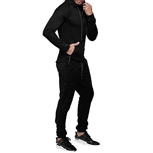 Men's Casual Tracksuit Full Zip Hoodie Sweatsuit Jogging Sports Athletic Sweat Suits4