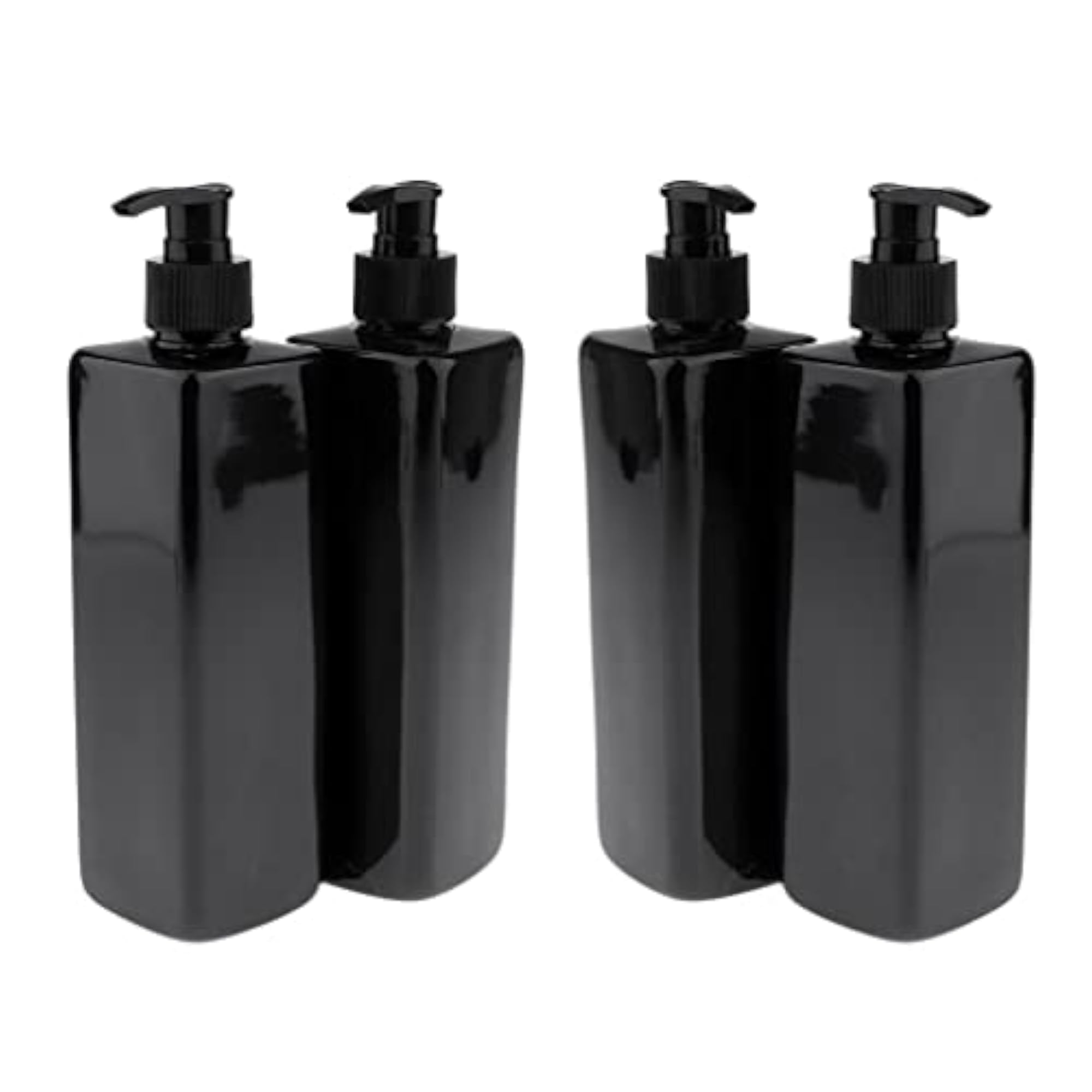 4Pcs Empty ABS Shampoo Lotion Bottles with Lotion Pumps 500ML Black Pump