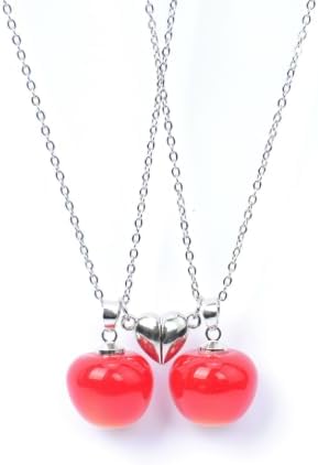XAM Cherry & Heart Stainless Steel Necklace - Romantic Couples/Friendship Jewelry, Adjustable Length for Everyday Wear - Image 4