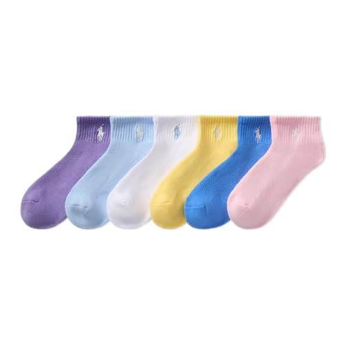 POLO RALPH LAUREN girls Athletic Performance Ankle Socks - 6 Pair Pack - Soft Cushioned Comfort