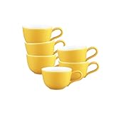 Seltmann Weiden Liberty Pure Colors Yellow Glow Espressotassen 6er Set, 90 ml, Kleine Mokkatassen mit farbiger Außenseite, Mix-&-Match-Geschirr, Spülmaschinen- und Mikrowellenfest, Porzellan, Gelb