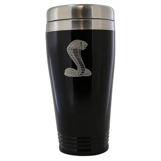 AU-TOMOTIVE GOLD Stainless Steel Travel Mug for Ford Mustang Cobra (Black)