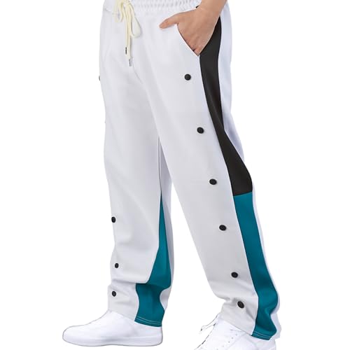 Mens Youth Loose Fit Sweatpants Button Jogging Pants Casual Solid Color Comfy Trousers Elastic Waist Button Outfits