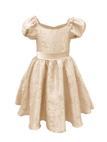Satin Flower Girl Dress Wedding Puff Sleeves Ball Gowns Round Neck Knee Length First Communion Elegant Dresses