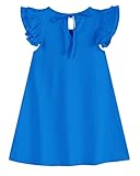GSVIBK Toddler Girls Cotton Dress Double Ruffle Sleeve Baby Dress Kids Tie Back Dresses A-Line Sundr