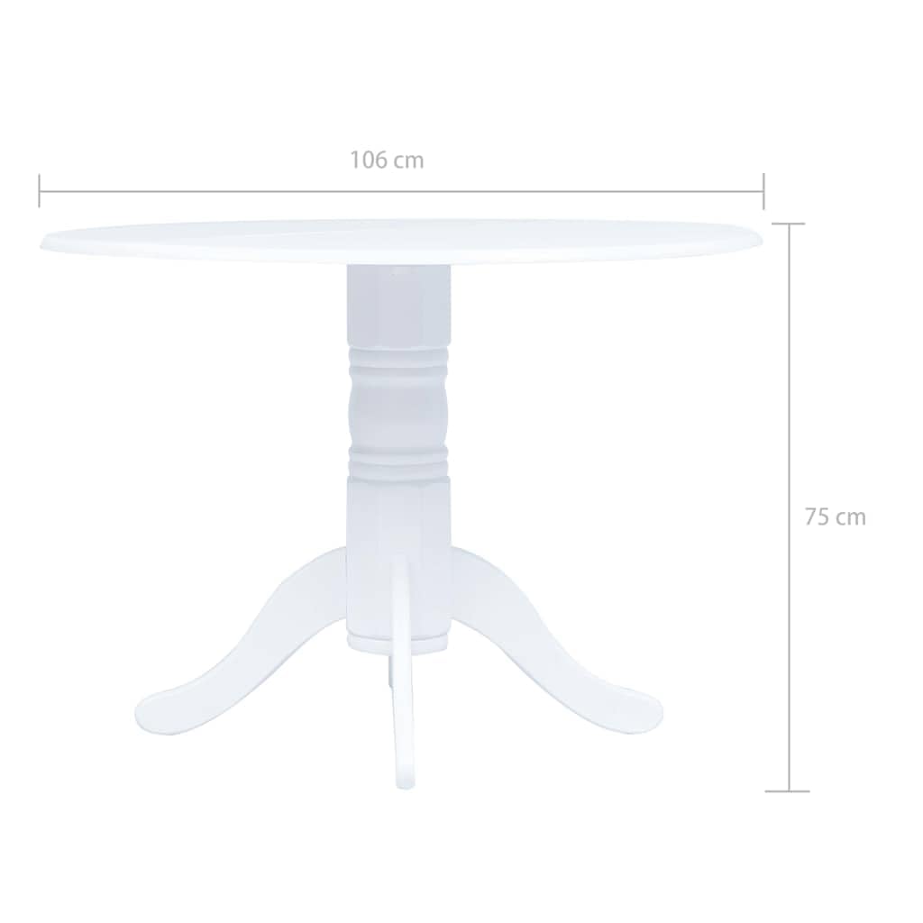 Table à manger blanche 106 cm en bois massif en hévéa avec plateau en MDF – Table de salon élégante et résistante pour cuisine ou salle à manger – Construction durable, légère
