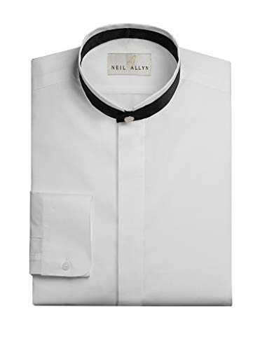 Neil Allyn Men's Banded Collar with Black Trim Dress Shirt-L-34-35