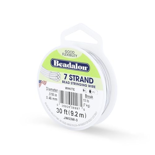 Beadalon 7-Strand Stainless Steel Beading Wire, .018 in / 0.46 mm - White
