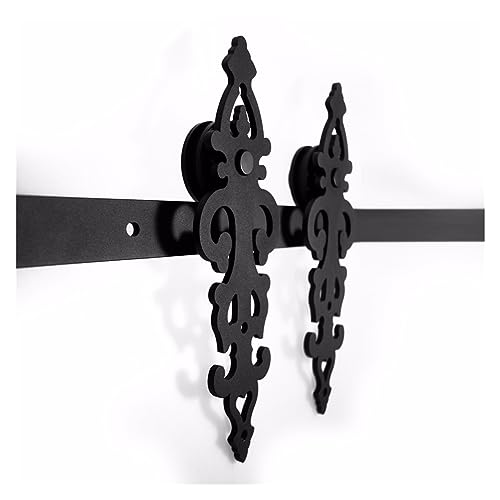 Kit porte de grange coulissante en bois moderne avec roulettes en acier noir pour porte simple