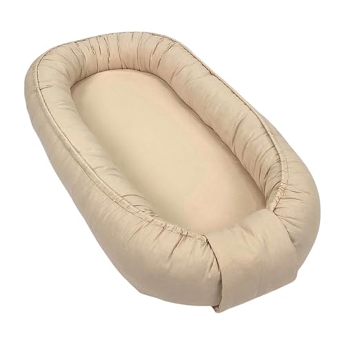 WIKLINOPOL Nido Bebé Reductor 85x45 cm en Beige – Baby Nest Portátil con Colchón – Cojín Nido Lavable de Algodón 100 % – Seguro y Cómodo para Casa o Viaje