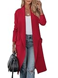 LILLUSORY Long Cardigans for Women Open Front Casual Knit Sweaters Lapel Blazer Jackets 2023 Trendy Clothes Red