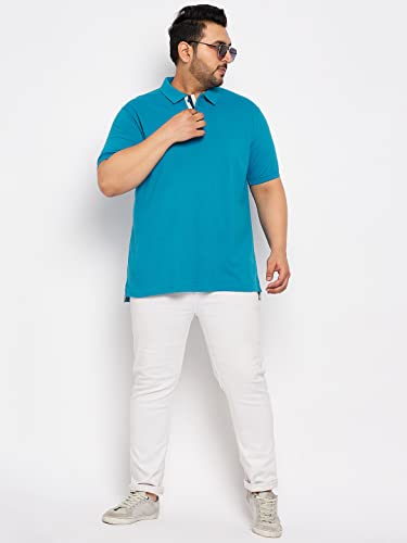 Image of Club York Men Cotton Blend Half Sleeve Polo Neck Solid Plus Size T-Shirt