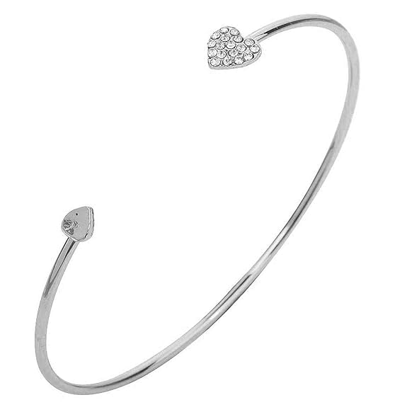 Trendy Silver Plated Double Heart Open Bracelet Bangle Cuff Hand Kada for Kids; Beautiful Fusion Fashion Golden Accessories to Gift Girls Children (Small Size) (B0D2J1LJ3H) Amazon Price History, Amazon Price Tracker