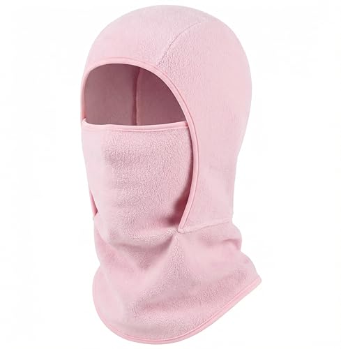 Kids Fleece Balaclava Ski Mask Face Mask Neck Warmer for Boys Girls Windproof Face Cover for Cold Weather Skiing Cycling (US Age 4 Years 13 Years Pink)